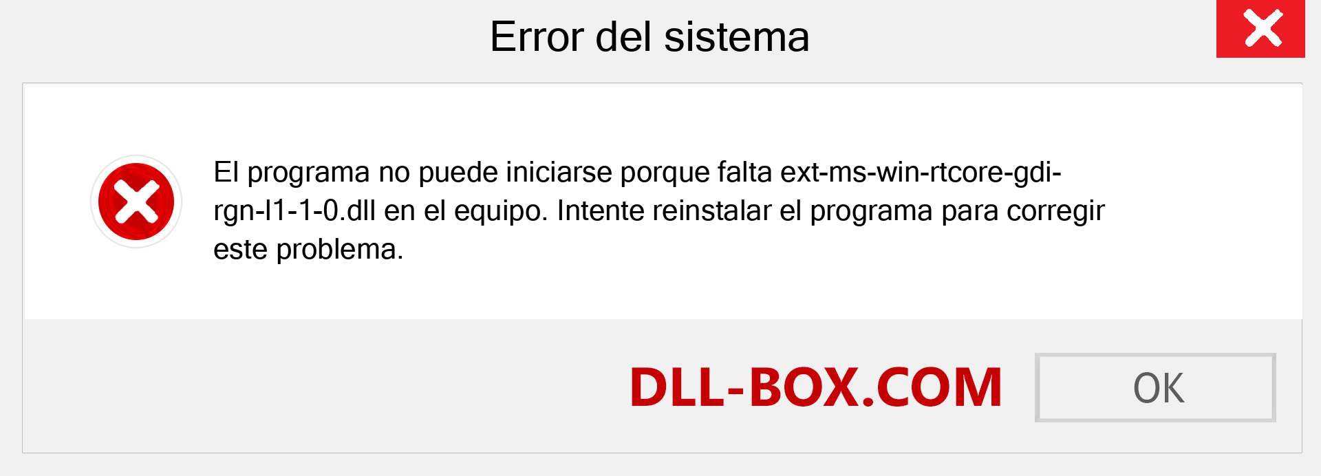 ¿Falta el archivo ext-ms-win-rtcore-gdi-rgn-l1-1-0.dll ?. Descargar para Windows 7, 8, 10 - Corregir ext-ms-win-rtcore-gdi-rgn-l1-1-0 dll Missing Error en Windows, fotos, imágenes